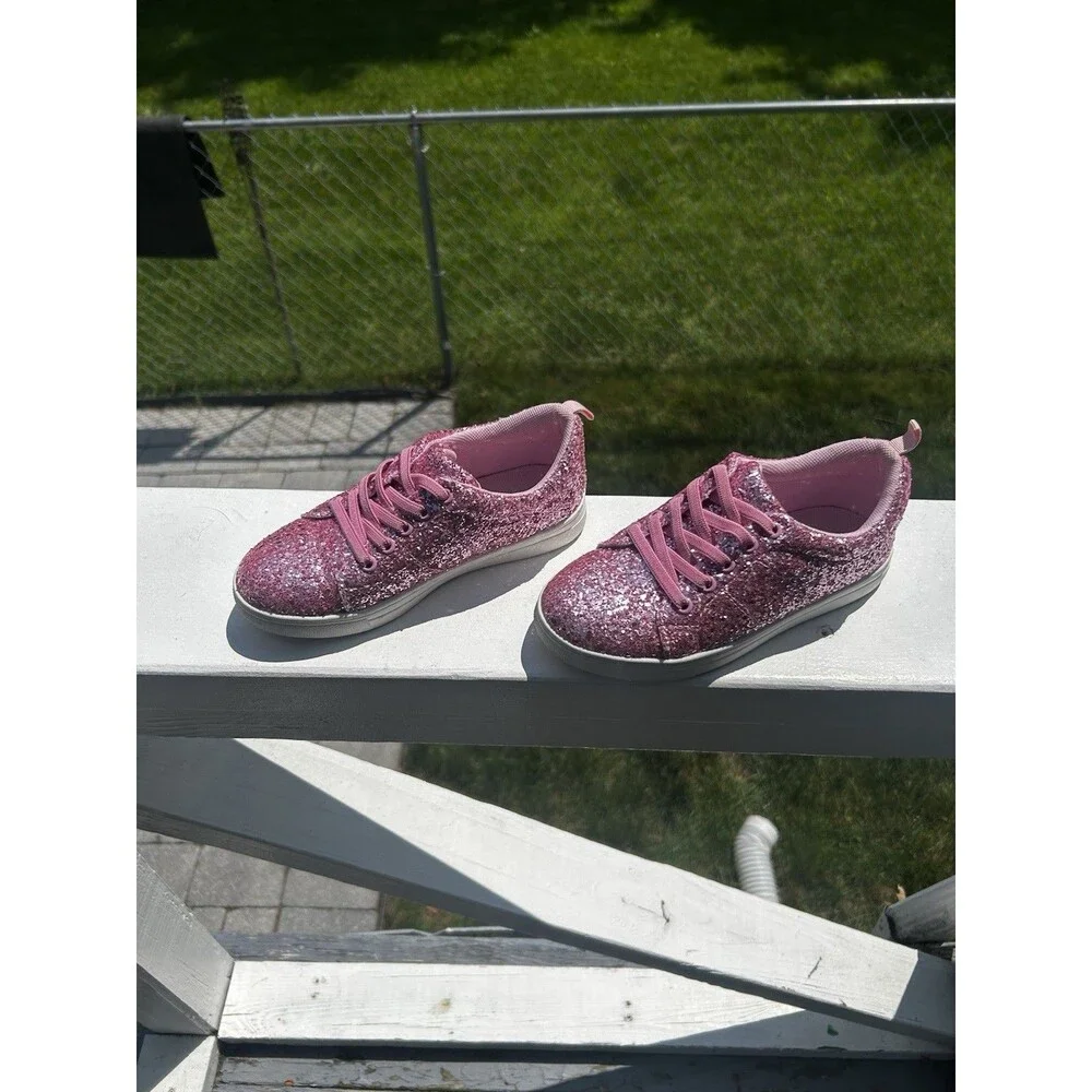 Bernal Girls Pink Glitter Sparkle Sneakers Size 12